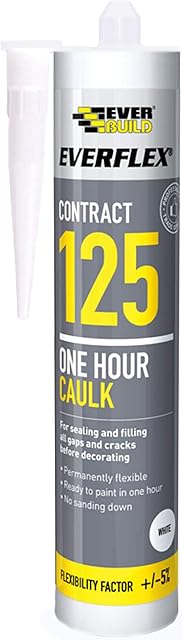 Everbuild Everflex 125 One Hour Caulk | Permanently Flexible for Sealing and Filling Gaps and Cracks before Decorating - White - 300 ml