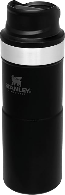 Stanley Trigger Action Kubek Podróżny 0.35L Matte Black - Szczelny - Kubek do Kawy, Herbaty i Wody - Bez BPA - Kubek Podróżny ze Stali Nierdzewnej - Do Mycia w Zmywarce