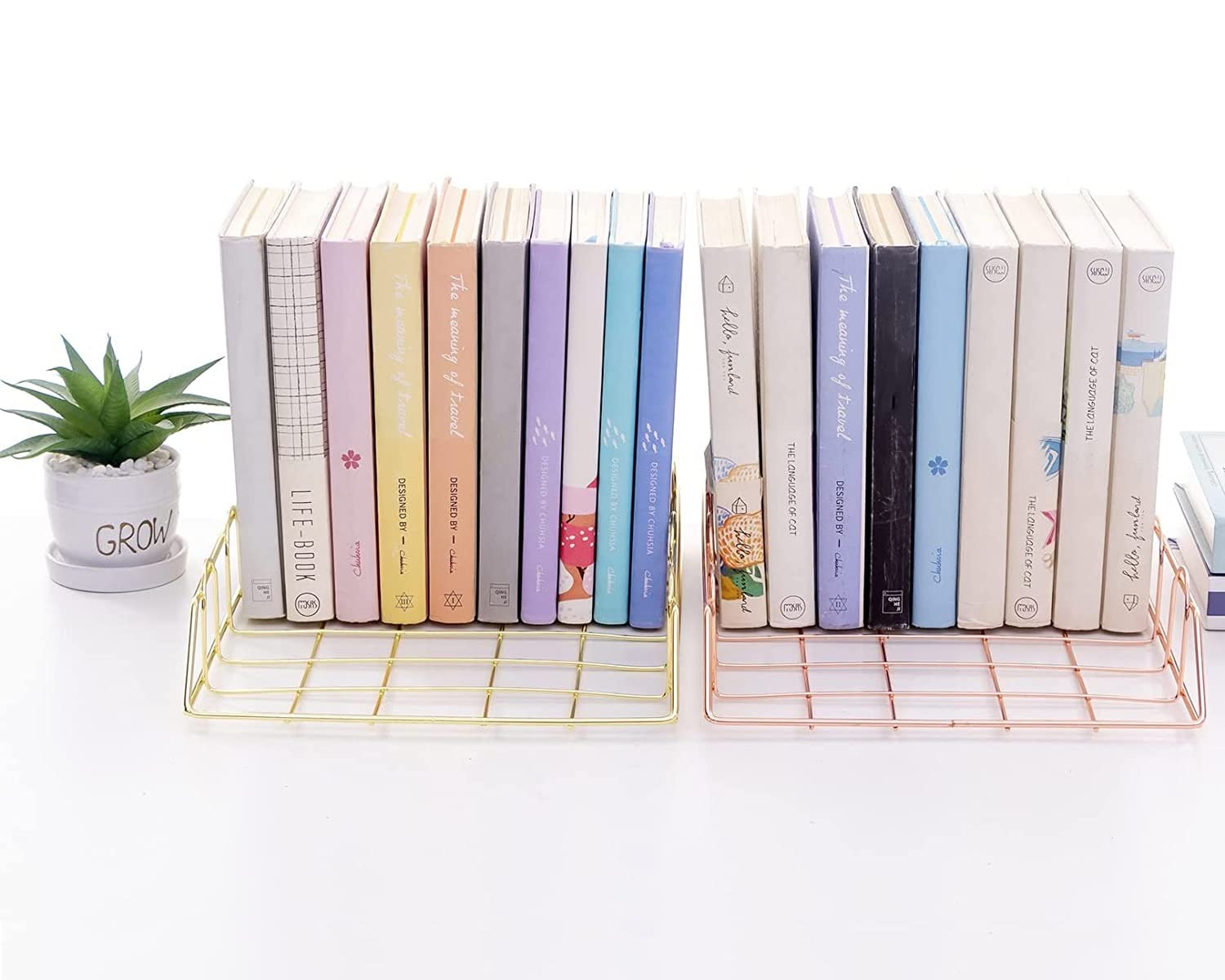 LELYFIT un Juego de 2 Gestores de Escritorios Metálicos Apilables de Archivos de Contenedores de Basura, Gestores de Cartas de Papel de Carpeta A4 Discos de Archivos Metálicos Domésticos (Dorado)