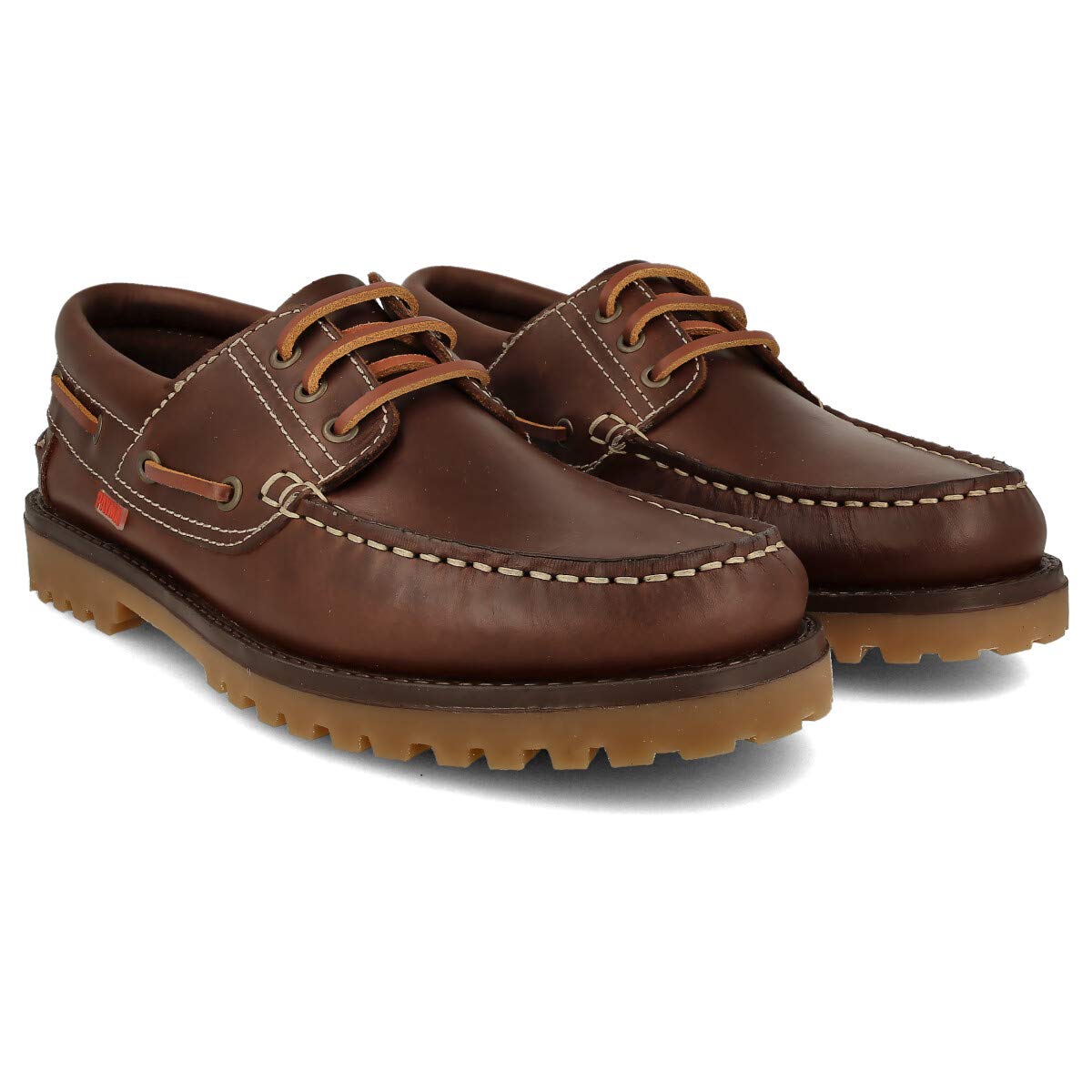 Zapatos Náuticos Clásicos 3-Ojales de Piel, Piso de Goma, Cordones, para Hombre, Mujer, Niño, Tallas Grandes 45-47