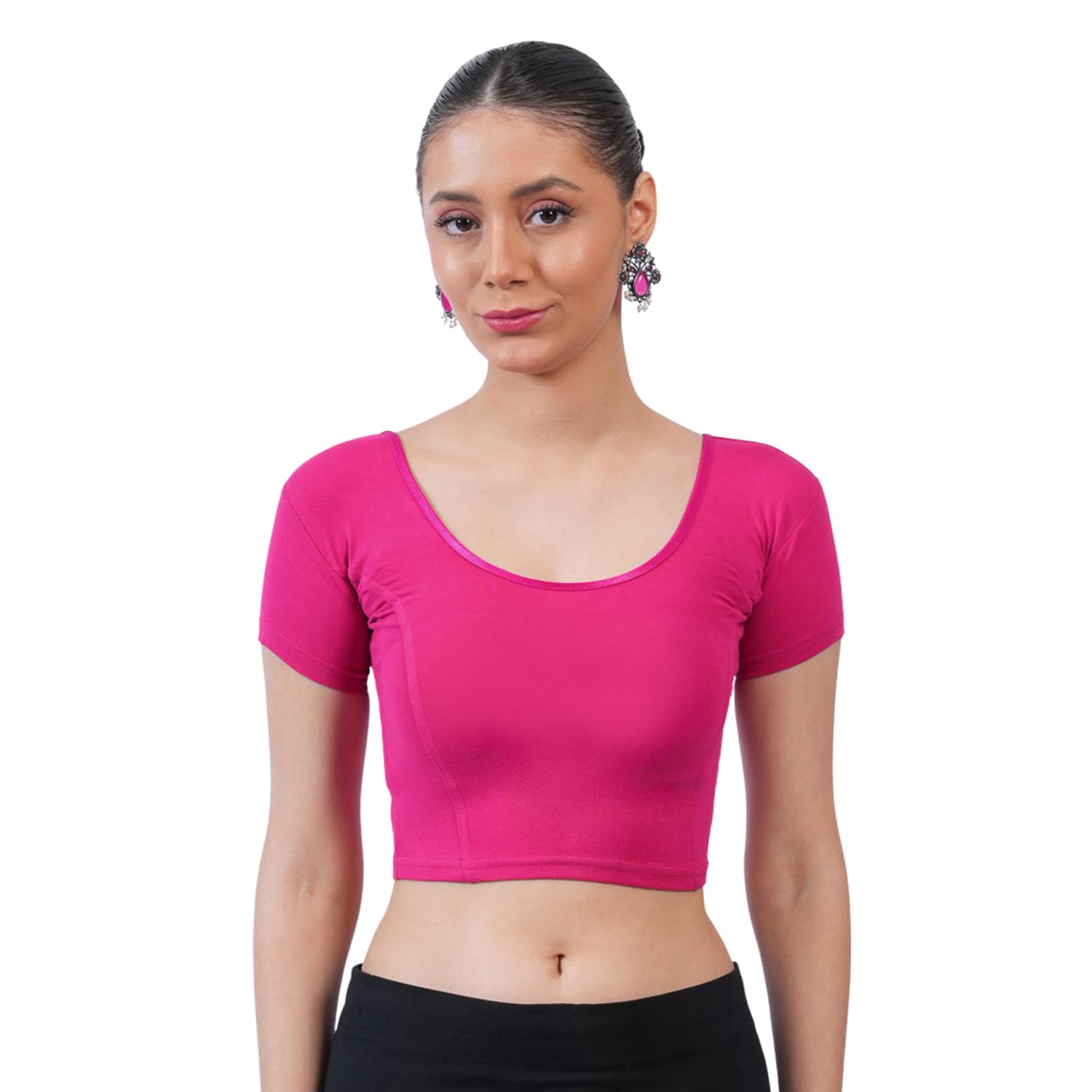 bonjour Women’s Short Sleeve Stretchable Readymade Saree Blouse for Festive, Wedding Comfortable Fit-picture-16