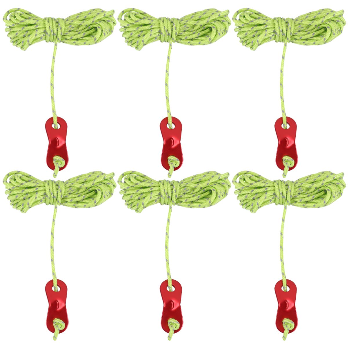 VICASKY 6pcs 4 Tent Canopy Pull Rope Reflective Wind Rope tarp Rope Cord Climbing Utility Cord Tent Rope Reflective Utility Cord Stretch Guyline Guy Lines Teepee to Climb Regulator Nylon