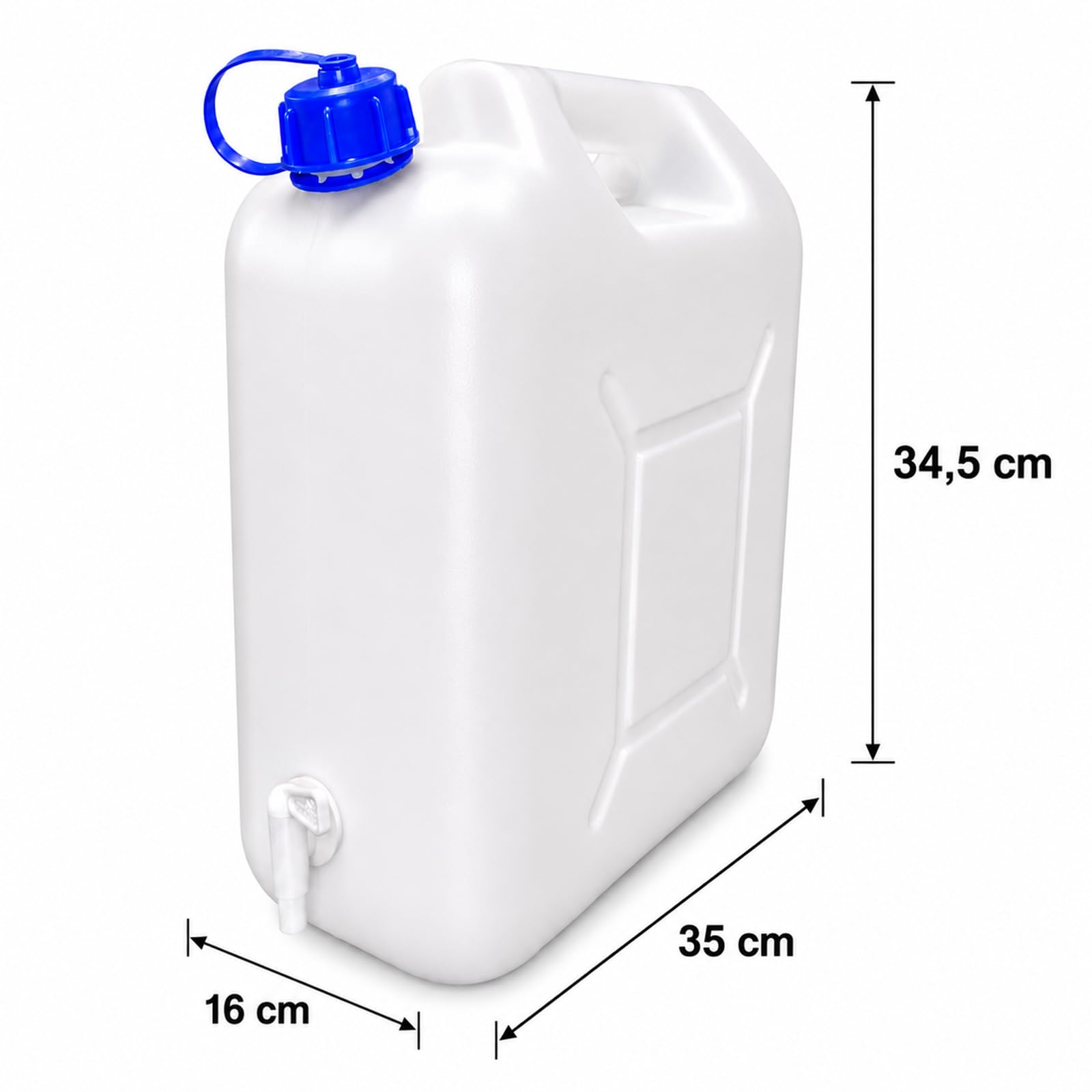 5 x 15 L Kanister z podkładką, Zapfhahn i Ausgießer, natur Trinkwasser