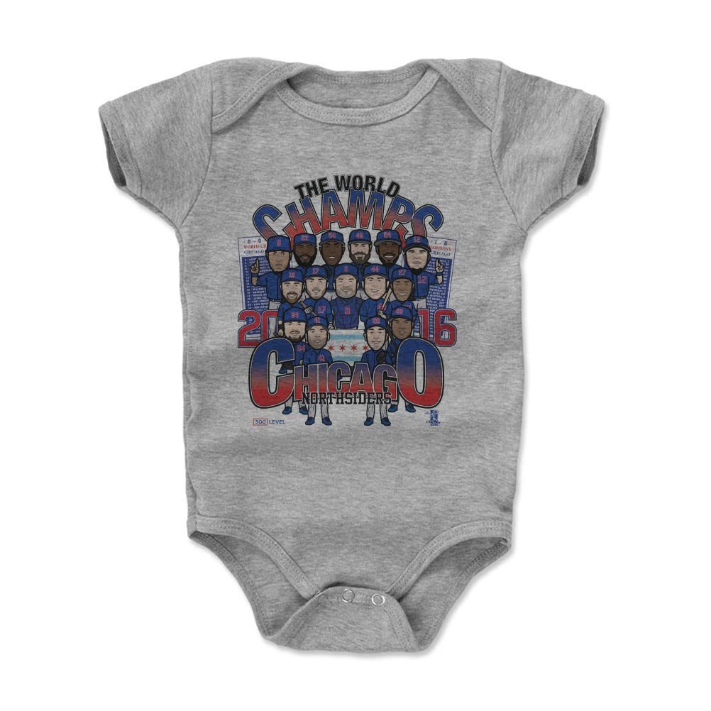 500 LEVEL Chicago Baby Infant One Piece Bodysuit (3-6 Months, Heather Gray) - Chicago World Champs BR