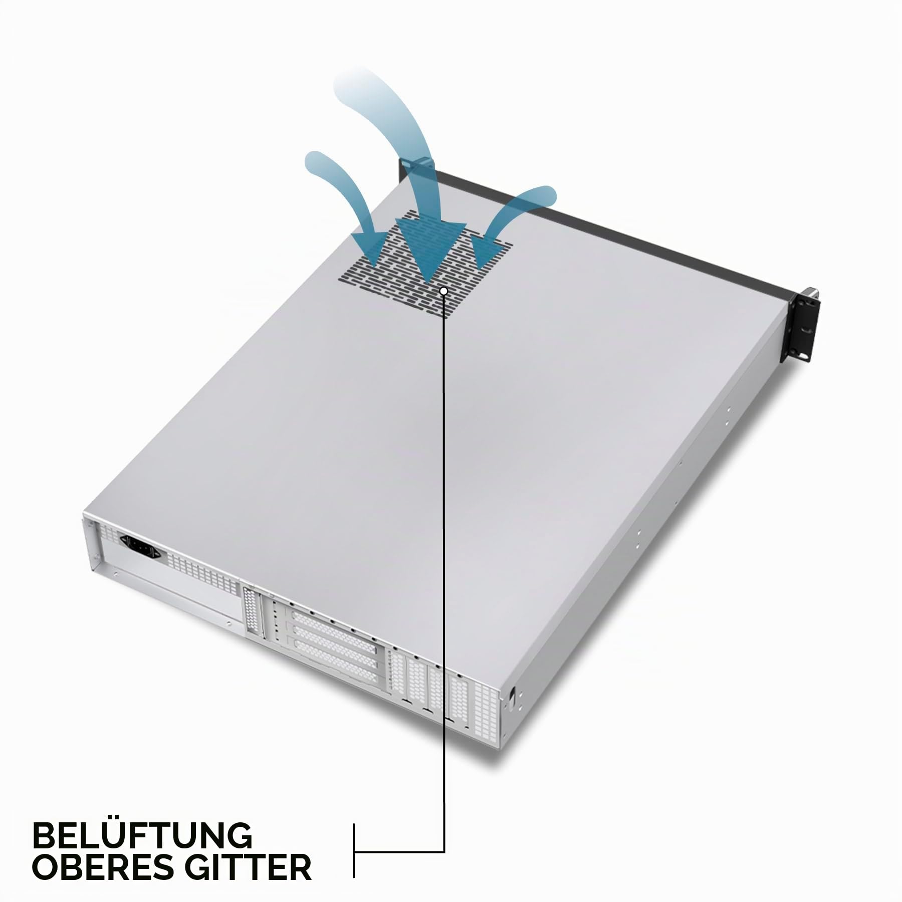 ATX Unykach UK2130 Rack-Gehäuse, 19 Zoll, 2U, 600 mm, professionelles Servergehäuse, 6 Einschübe (4 x 3,5 + 2 x 2,5), USB-C 3.2, 5 PWM-Lüfter, kompatibel mit High-End-GPUs
