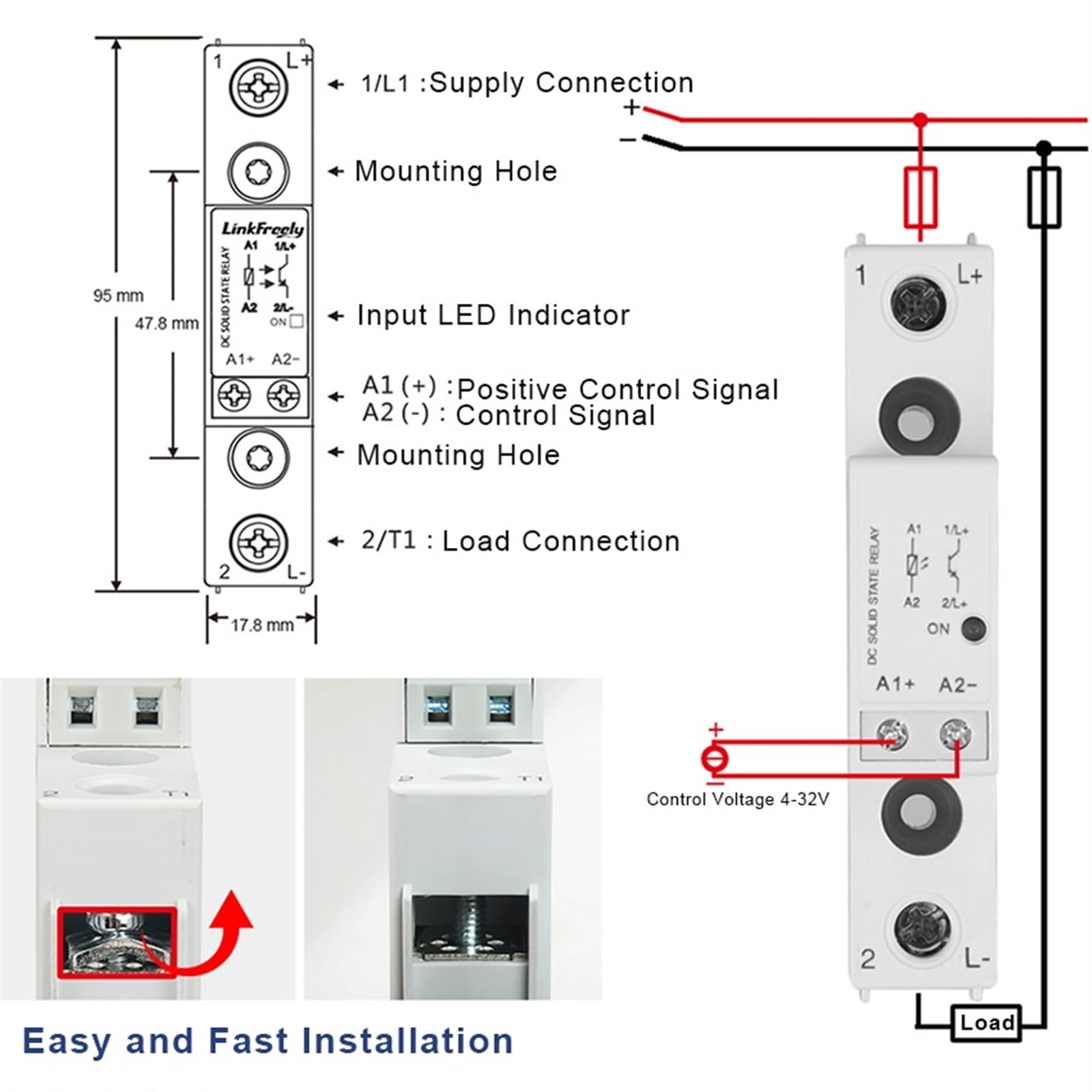 TRD060D10K 10A Smart Din Rail SSR relé de estado sólido 5V 12V 24V 32VDC entrada 1-60VDC módulo de placa de salida relé Control voltaje