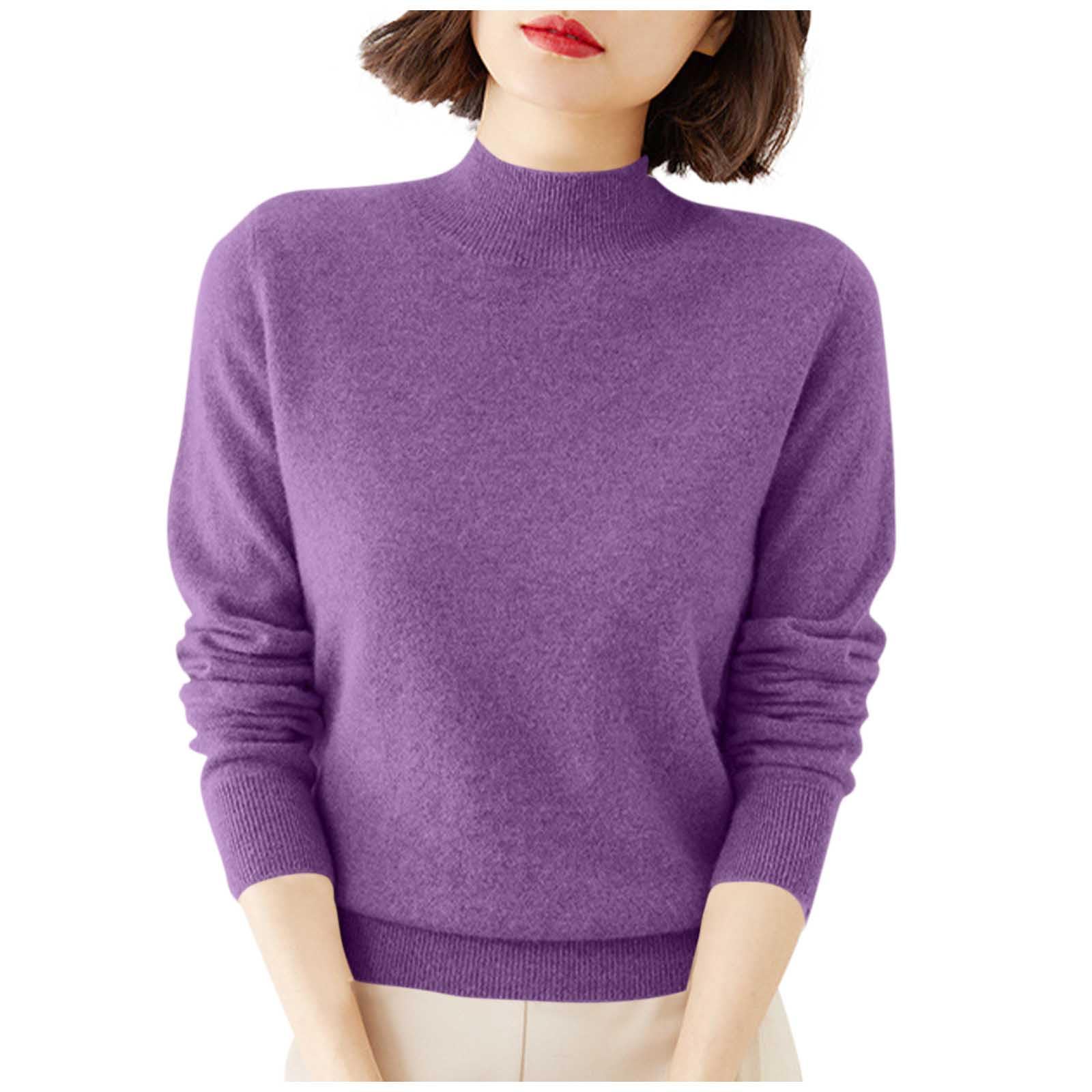 Womens Cropped Sweater Soft Stretch Mock Neck Long Sleeve Knit Pullover Fall Winter Comfortable Fitted Base Layer