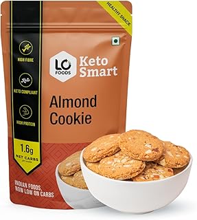 Lo! Foods Almond Keto Cookies, Stevia Sweetened Sugar Free Keto Cookies, Authentic Flavor And Taste Keto Biscuits, 2.7G Net Carb Keto Snacks With Zero Sugar, Low Carb Diabetic Snacks 200 G (Pack Of 1)