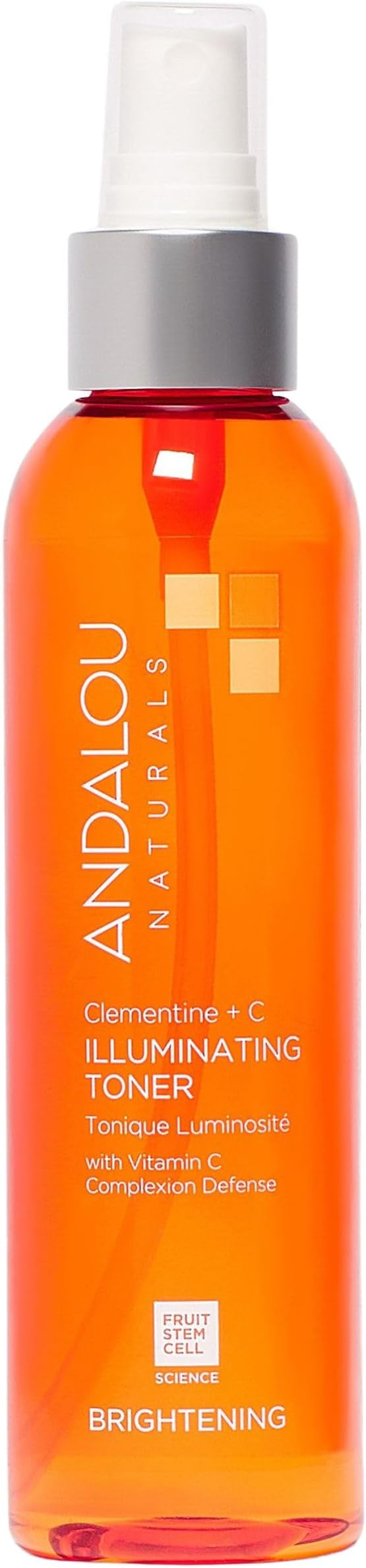 Andalou Naturals Illuminating Facial Toner Clementine + Vitamin C - Hydrating Face Mist Toner to Balance & Refresh Skin - with Fruit Stem Cell Complex Plus Aloe Vera - 6 fl oz