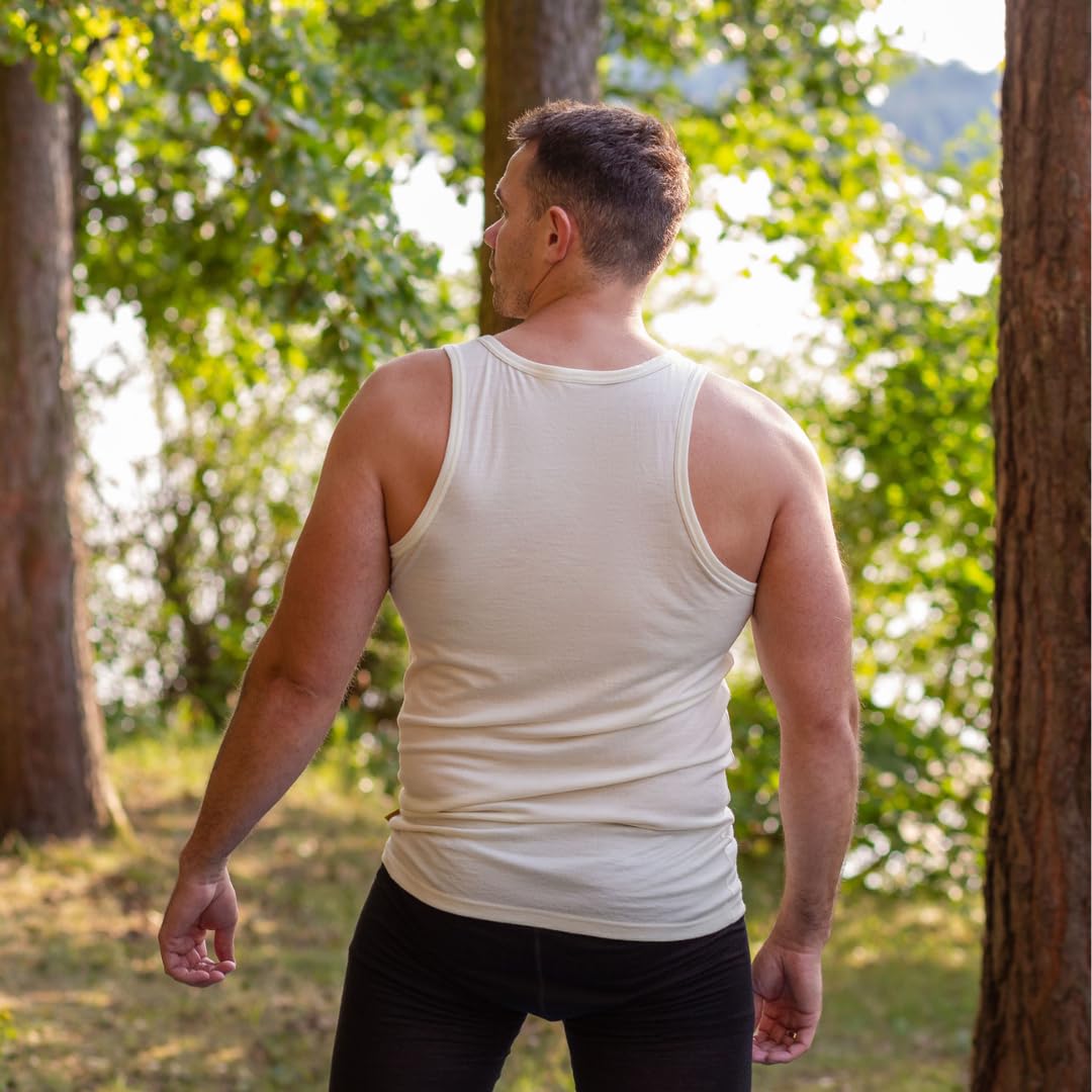 menique Camiseta de tirantes para hombre, ligera, transpirable, 100% merino.