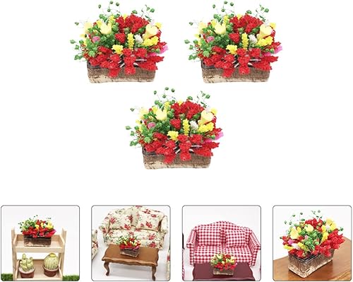 Miniatura 2 de EXCEART 3 piezas de flores artificiales para decoración de plantas, mini maceta en miniatura, flor en maceta, mini
