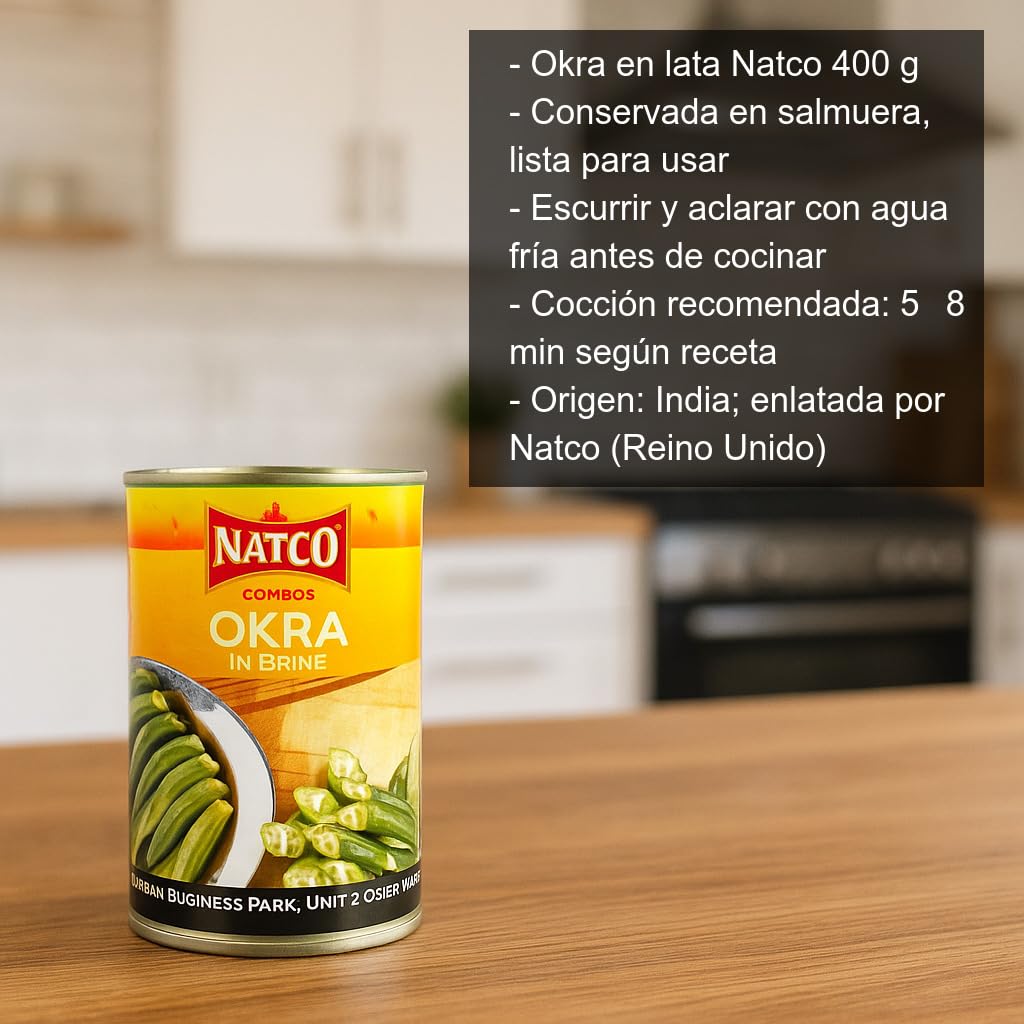 Okra en lata 400 g en salmuera lista para cocinar quimbombó para gumbo currys y guisos cocina internacional