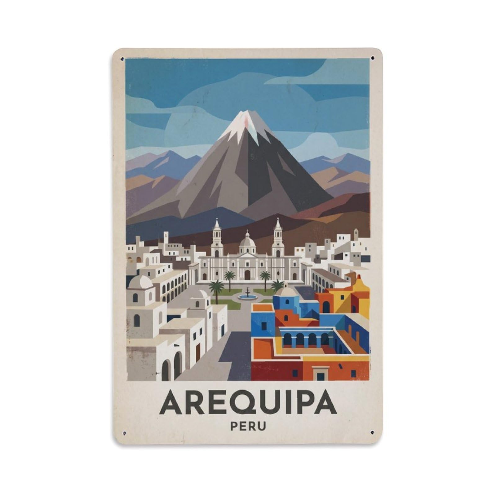 Retro Peru Arequipa Travel Metal Tin Sign