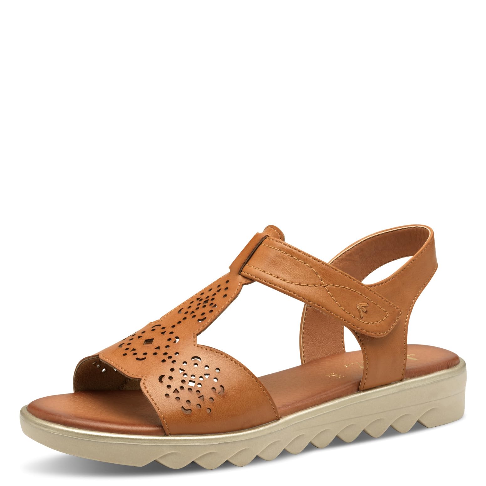 Jana Women’s Flat Sandals with Velcro Vegan, Tan, 3,5 UK