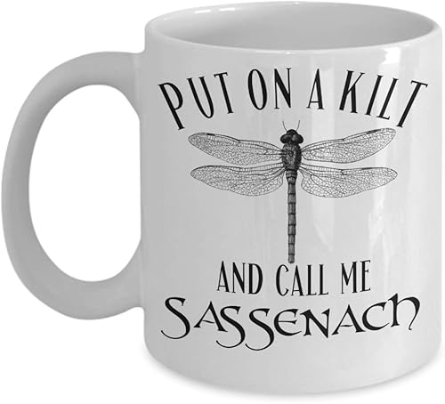 Miniatura 8 de Ashton Books-n-Things Put On a Kilt and Call Me - Taza de café de cerámica blanca inspirada en Outlander de 15 onzas para mujeres, hombres, él, su