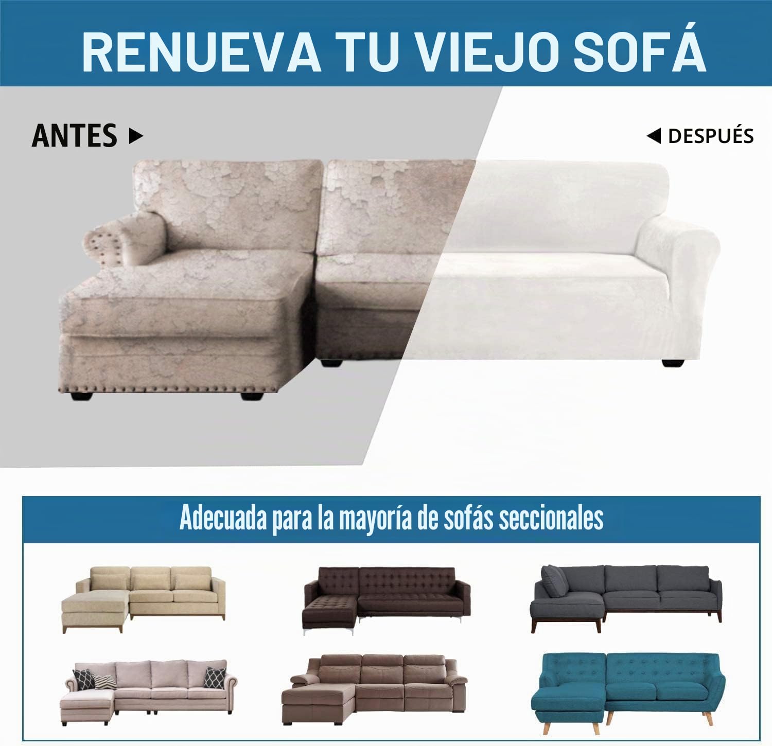 ShowyLive Juego de 2 Fundas Sofas 3 y 4 Plazas Ajustables Funda Cubre Sofá Chaise Longue Elásticas para Forma L Extraíbles Lavables (3 Plazas+4 Plazas, Gris)