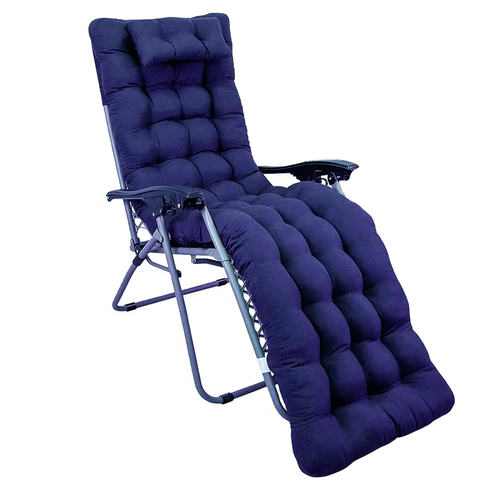 Coussin chaise longue inclinable avec oreiller appuie-tête, coussins pour chaise de jardin, coussins de chaise longue (bleu, 180 x 55 cm)