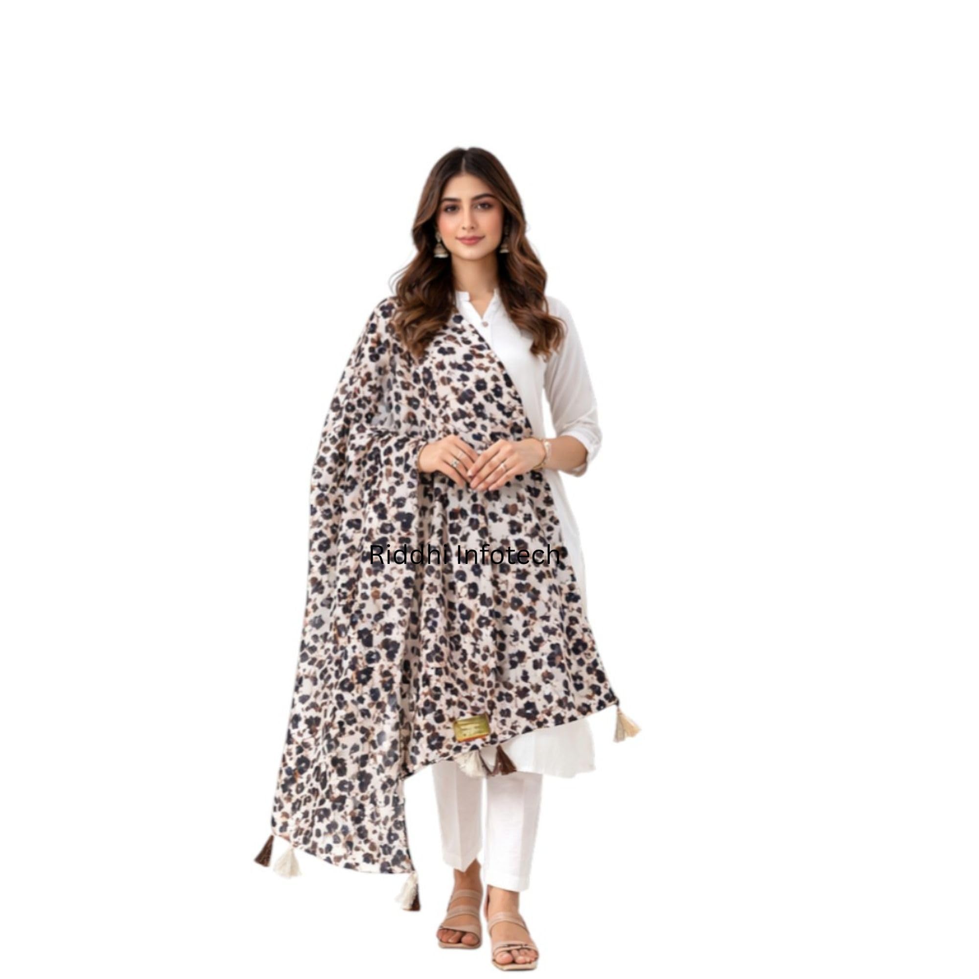 RiddhiInfotech Women’s Leopard Print Dupatta | Soft Lightweight Stylish Ethnic Stole | Approx. 2 Meter Length | Trendy Casual & Fashion Wear Scarf | 1 Pc-image-40