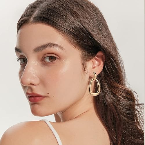 Miniatura 2 de Matte Gold Silver Large Clip On Earrings for Women Statement Earrings