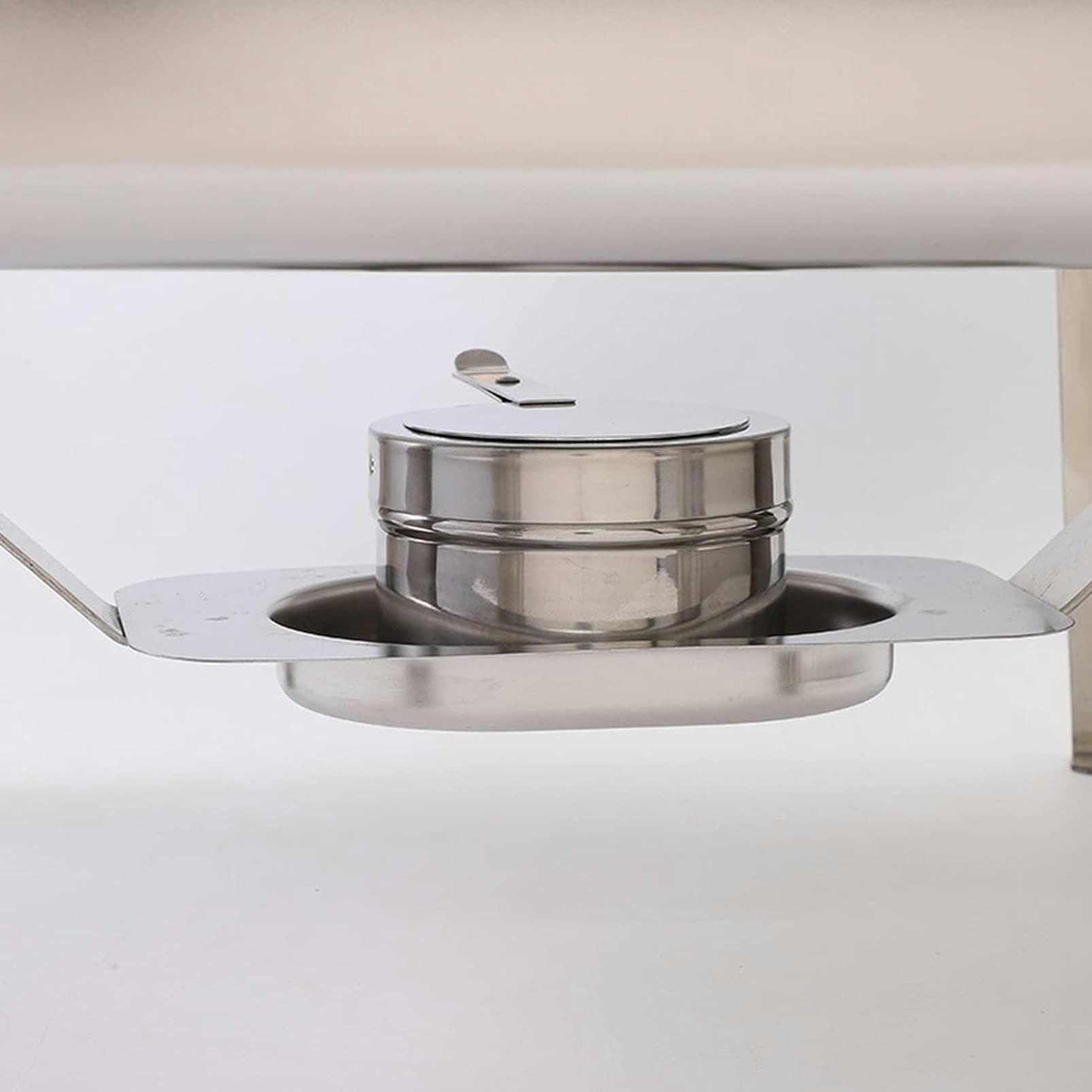 Scaldavivande da Pranzo - Set da Buffet in Acciaio Inox con pentola Calda e Coperchio in Vetro e Supporto per Coperchio Integrato, Piatto Caldo Rotondo per Feste, c,Stainless Steel Color-9L