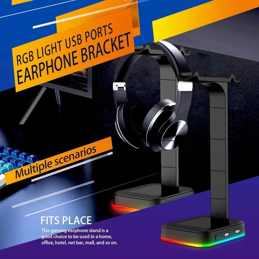 Supporto per Cuffie Supporto per Cuffie RGB Supporto per Cuffie da Tavolo Supporto per Auricolari Supporto per Auricolari Supporto USB Accessori per PC da Gioco Supporto Cuffie