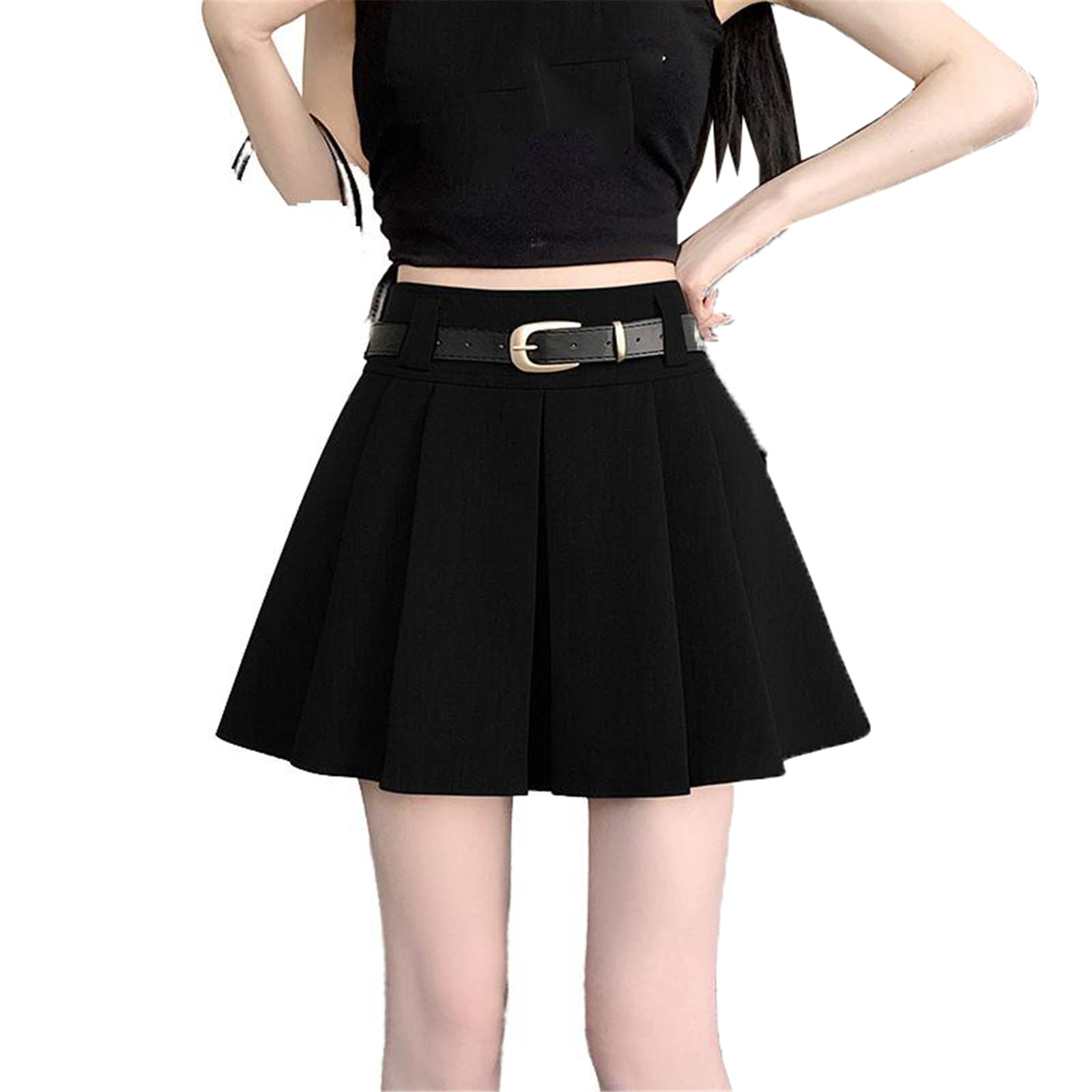 Womens Skirt Females Gray Pleated with High Waist Mini Skirts