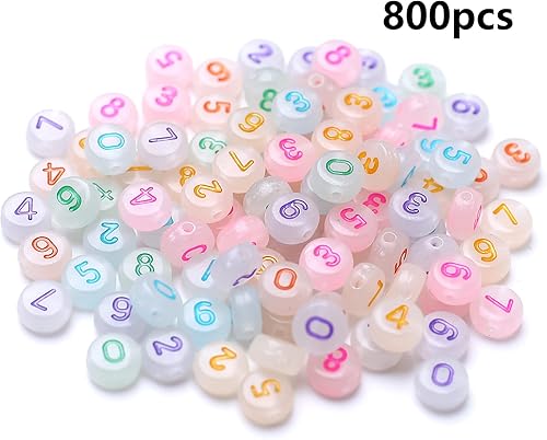 Miniatura 2 de ToBeIT 800 cuentas de números brillantes, mezcla de cuentas acrílicas que brillan en el dack para hacer joyas de bricolaje (color bgglow-color)