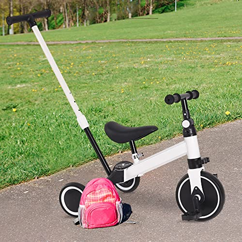 Vélo d'apprentissage pour Enfants dès 1 an 3en1 -Tricycle Passenger - Selle avec Dossier, Réglable 3 Positions - Canne Parentale - Dès 2 Ans - Charge 25...