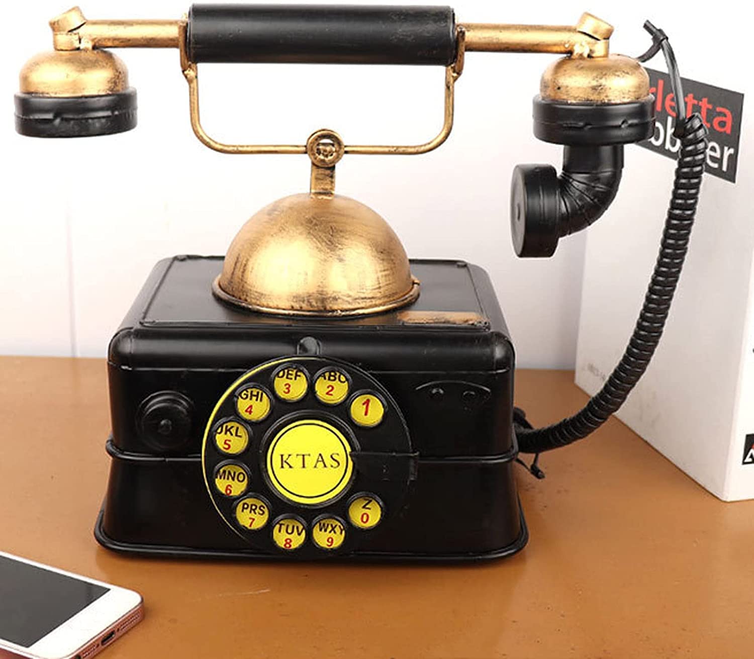 WangXLDD Klasyczny telefon w stylu retro w stylu vintage z przyciskiem staromodny telefon stacjonarny na biurko do domu biura hotelu i baru (A)