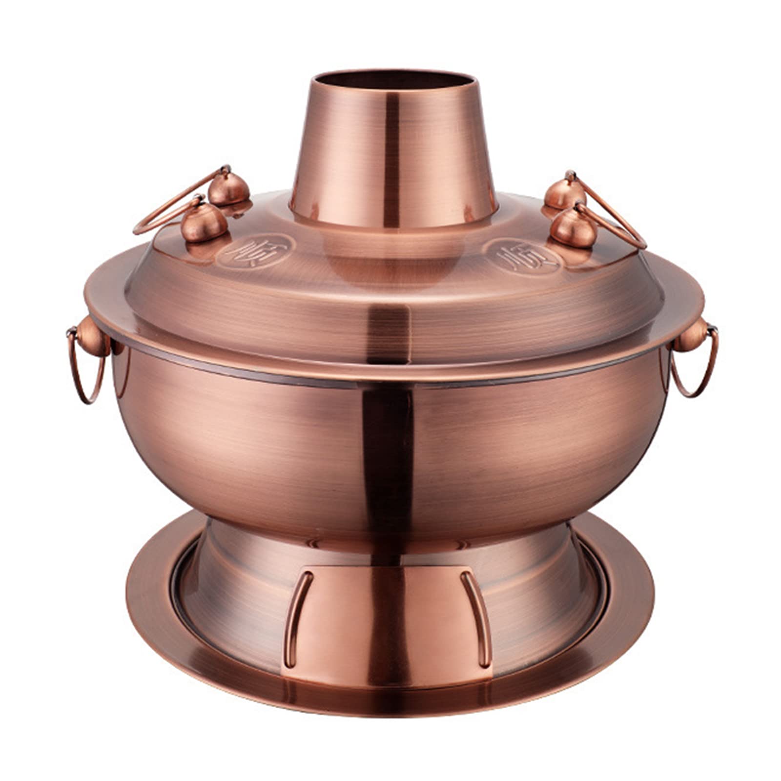 asdchZen Copper Hot Pot,Vintage Shabu Pot,Vintage Copper Hot Pot,Food Grade Stainless Steel Charcoal Shabu Hot Pot,Cooker Chinese Traditional Stew Pot Soup Pot Cookware For Home,Purple Copper,32cm