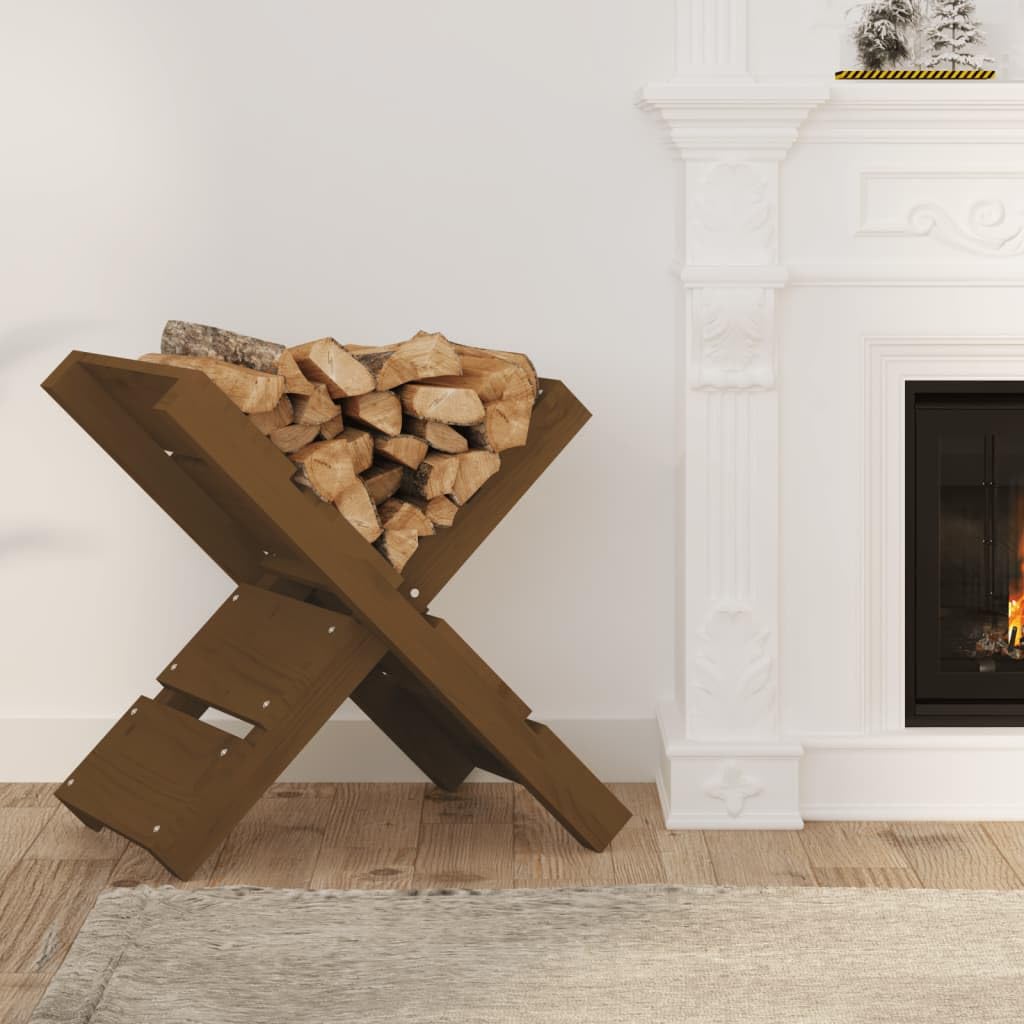 Kaminholzregal Honigbraun 47 x 39,5 x 48 cm massiv Kiefernholz, Brennholzstapel Hilfe für Ofen Kamin, Lagerung für Wohnzimmer Garten Outdoor
