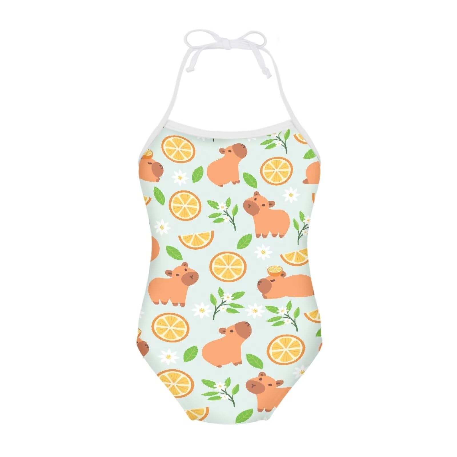 Girls One Piece Swimsuit Beach Bathing Suit Toddler Floral Halter Straps Swimwear for 1-10 Years