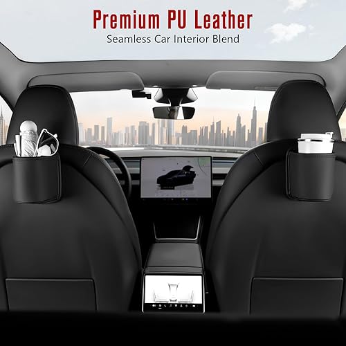 Miniatura 4 de Portavasos para coche de cuero grande botella de agua bebida café portavasos bolsa puertas ventana almacenamiento respaldo 2 unidades