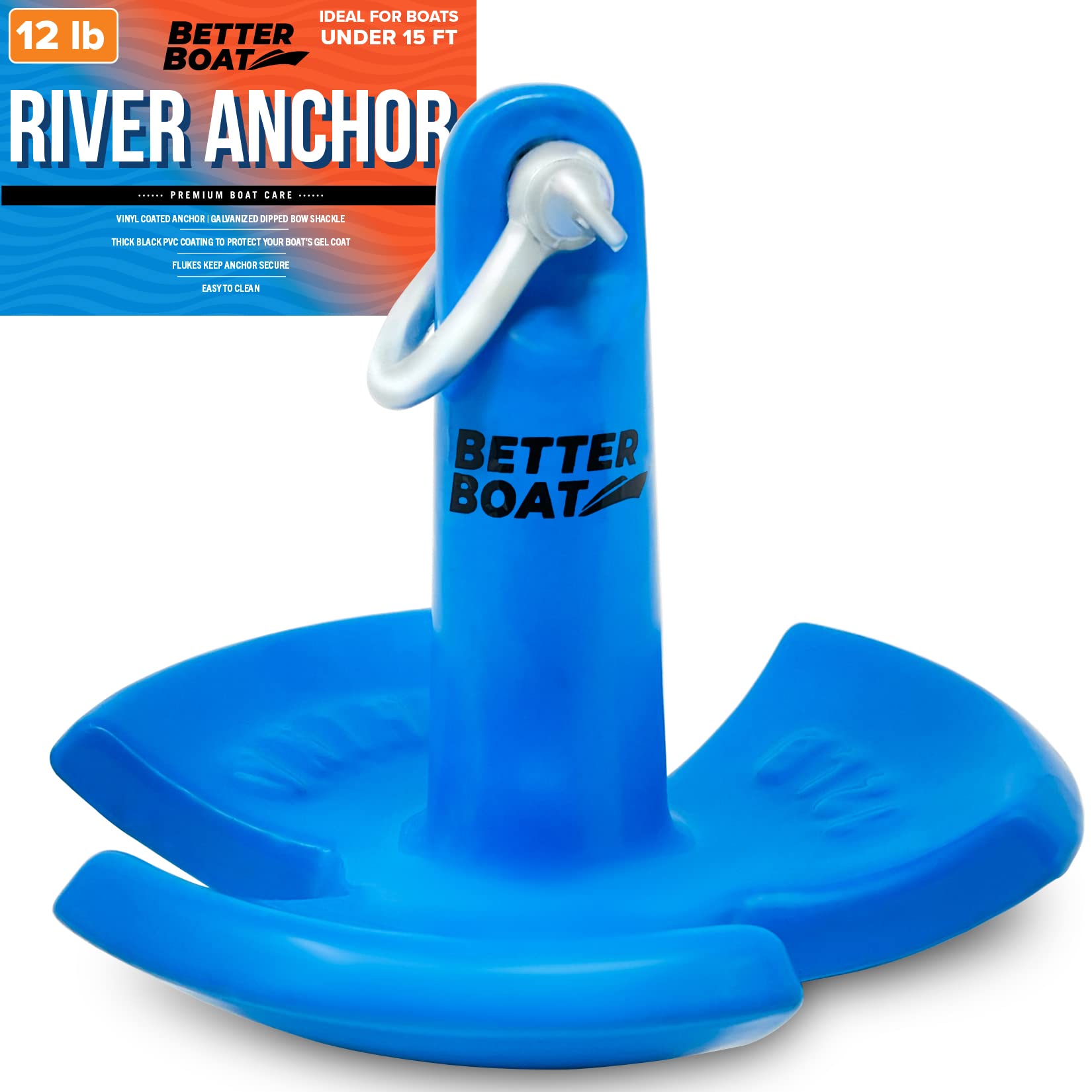 Better Boat River Anchor, 12lb, Marine-Grade Coated Mushroom Anchor for Boats, Pontoons, 8-15 ft, Available in 8, 12, 20, or 30 lbs