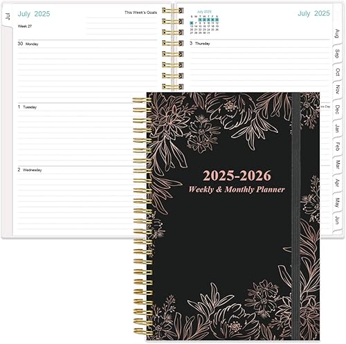 Agenda de bolsillocalendario 2024-2025  Agenda semanal y mensual A6, julio 2024 a junio 2025, 3.75 x 6.75 pulgadas con cubierta flexible, pestañas,