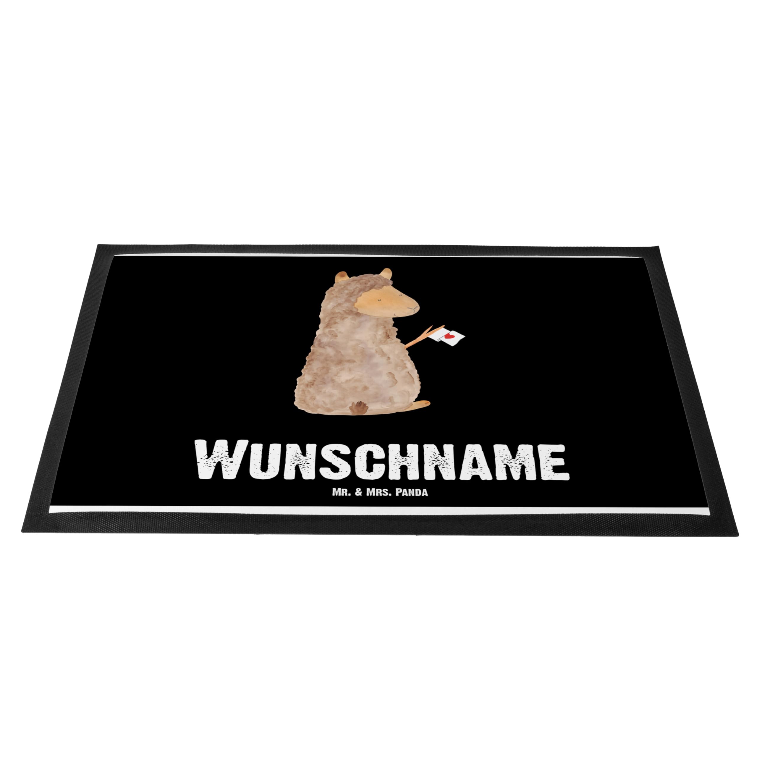 Mr. & Mrs. Panda Schmutzfangmatte selbst gestalten Alpaka Fahne 40 x 60 cm - Personalisierte Geschenke, Liebe, Lama, Fußmatte, mit Namen, personalisierbar, Fussmatte, personalisiert, Lamas, Alpakas