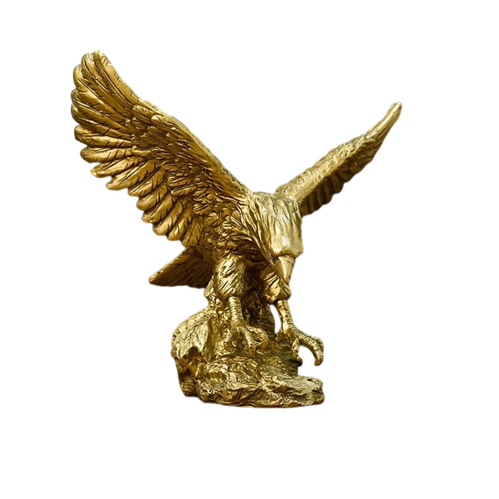 Yanghaodisy Gold Resin Eagle Statue Ornaments Eagle Sculpture Modern Home Office Figurine For Crafts Collection Desktop Decoration (L)