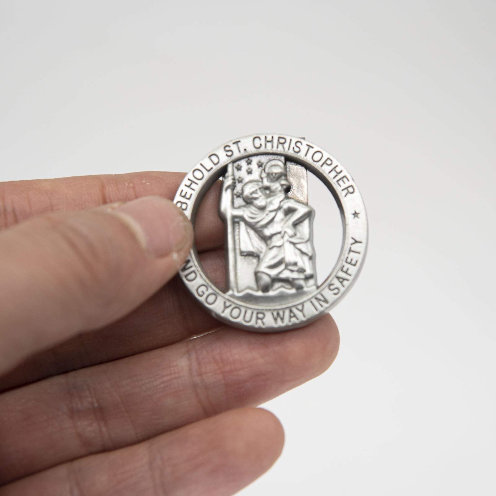 St Christopher Medal Car Saint Christopher Visor Clip Auto Visor Accessories Bless Driving Safety Gift for Parent Family — view 5