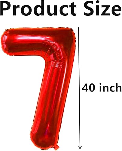 Miniatura 2 de Globos digitales rojos de 40 pulgadas del número 0-9, globos grandes de Mylar con el número 7 para boda, graduación, baby shower, cumpleaños,