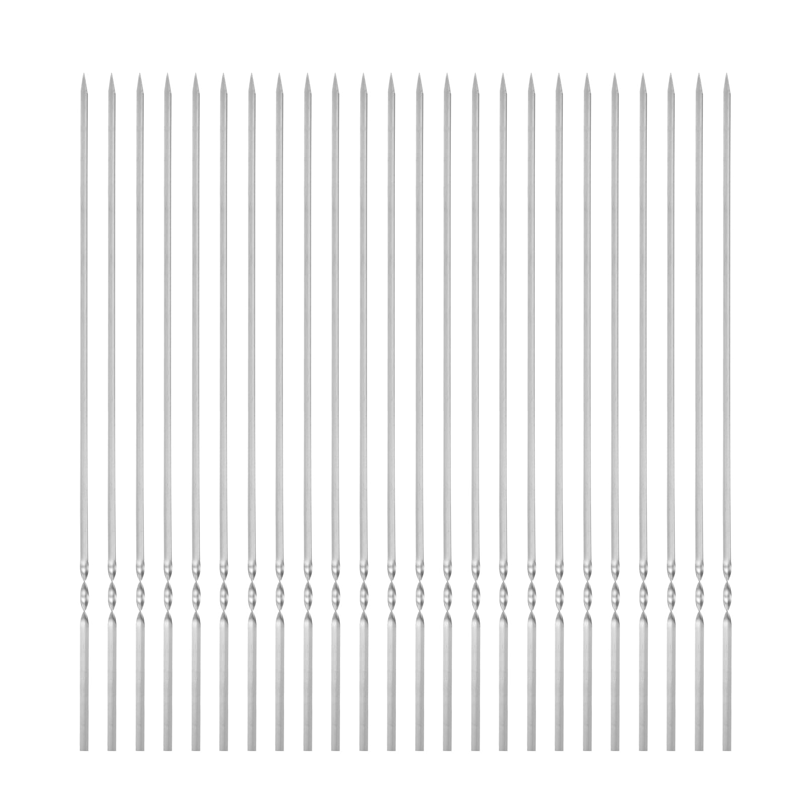 QUARKZMAN 24Pz Spiedini Acciaio 45cm x 5mm x 1.4mm Spiedo per Barbecue Metallo Piatti Acciaio Inox Riutilizzabili Grigliate Arrosticini Aperto Tubo Conservare per Carne Frutta Verdura