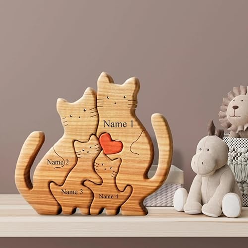 Miniatura 3 de personalized wooden Cat family puzzle familia for family gifts ideas