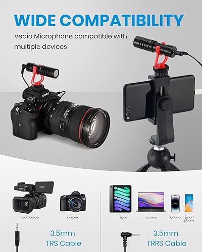 Miniatura 5 de Moukey MCM-1 - Micrófono para cámara réflex digital, cámara de vídeo externa con micrófono para teléfono, smartphone, Vlogging, CanonNikonSony