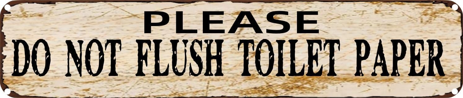Vintage Tin Sign Retro Metal Wall Decor Please Do Not Flush Toilet Paper Rustic Aluminum Plaque for Home,Bar,Kitchen,Garage,Man Cave 4x16 Inch