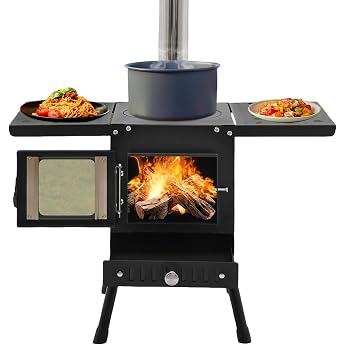 Portable Wood Stove Tent Stove Folding Outdoor Camping Fireplace Tent with Chimney Pipes Camping Stove Workshop Stove Outdoor Camping Cooking