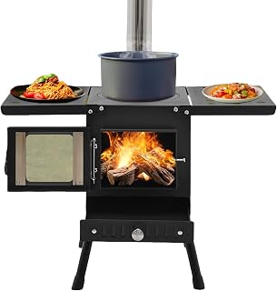Estufa de leña portátil para tienda de campaña, chimenea plegable para camping, tienda de campaña con tubos de chimenea, estufa de camping, estufa de taller, exterior, camping