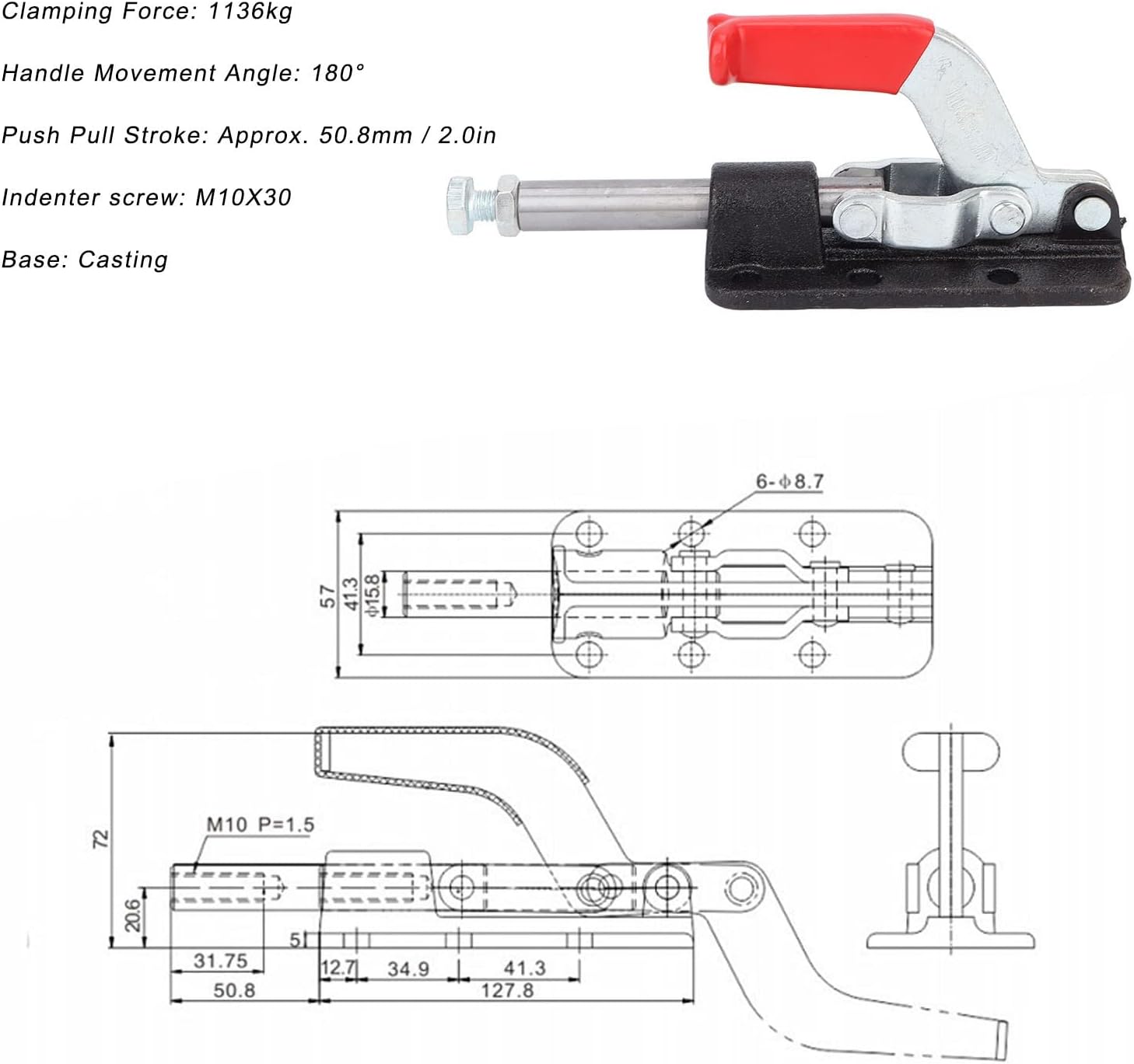 PUSH PULL TOGGLE CLAMP STABLE CLAMPING FORCE QUICK FIXING FIXTURE FOR HEAVY DUTY WELDING EQUIPMENT INSTALLATION (36330M)
