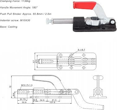 ZJchao Push Pull Toggle Clamp, 30607M or 36330M Toggle Clamp Stable Clamping Force Quick Fixing Fixture Push Pull Adjustable Toggle Clamp for Heavy Duty Welding Equipment Installation