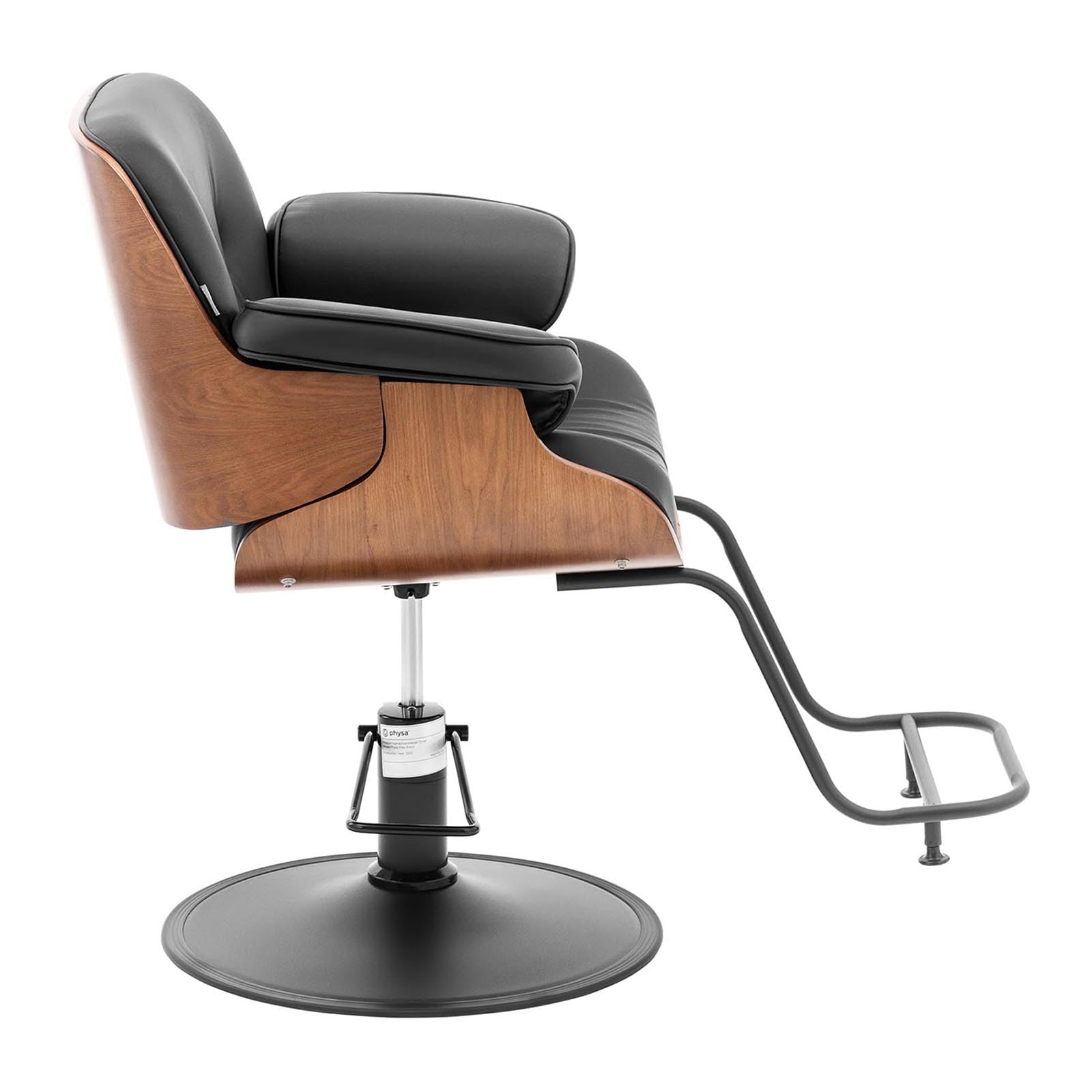 Physa Filey Black Friseurstuhl mit Fußstütze 470-570 mm 200 kg um 360° drehbar Schwarz Barberstuhl Friseursessel höhenverstellbar
