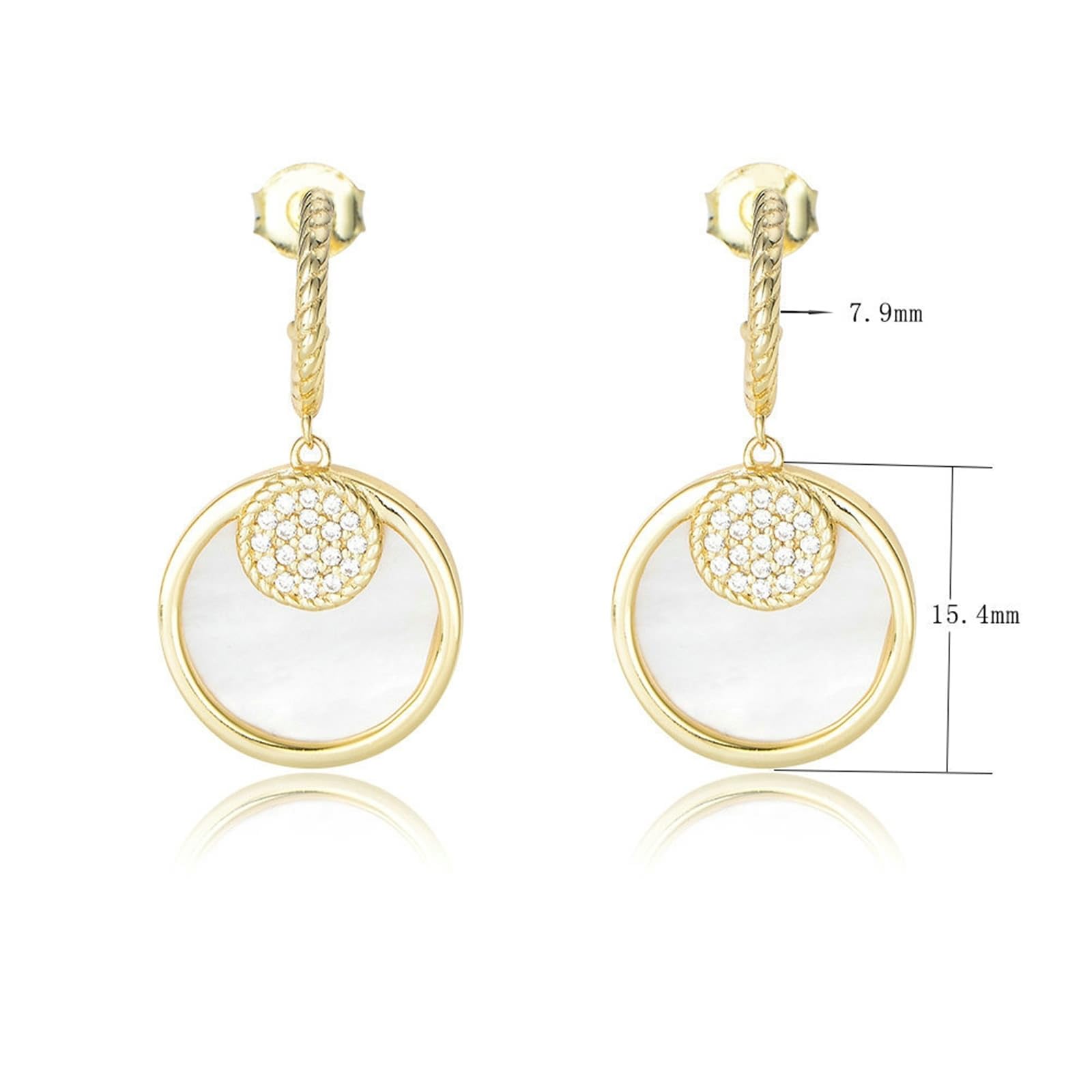 Echt Schmuck Ohrringe Weißgold 18 Karat 750 mit Diamant, Klassiker Rund Ohrhänger 18K Gold Muschel
