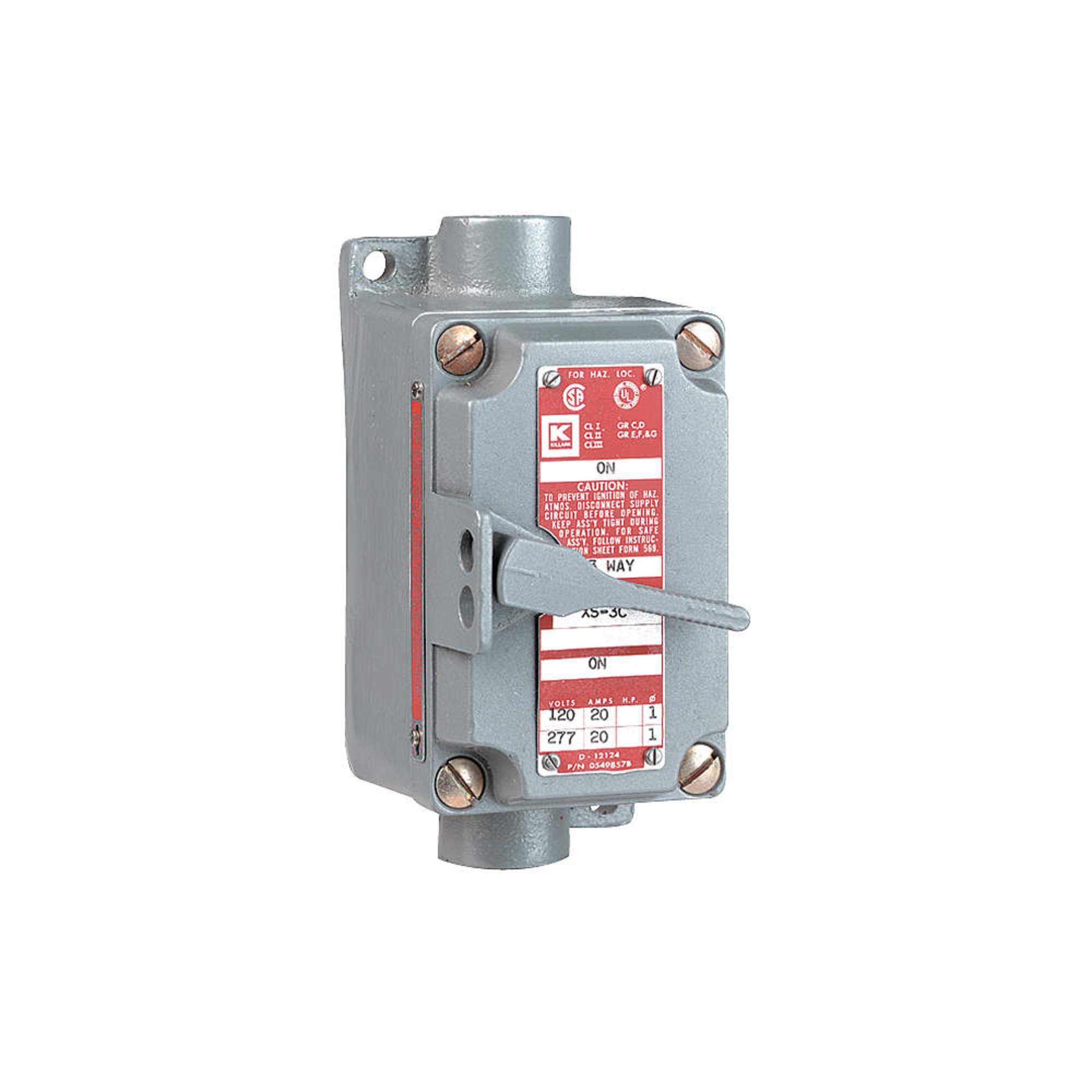 Hubbell Killark 2-Pole Feed-Thru Motor Starter, 20 Amps AC, Enclosure NEMA Rating 7, 9 XSX-42-1 Each